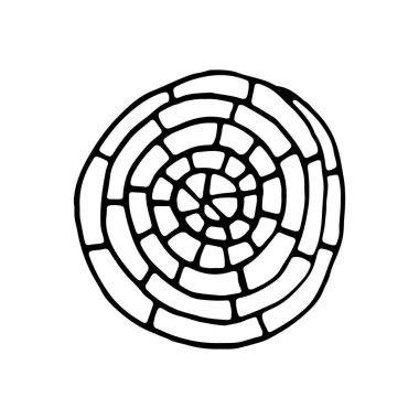 Yuvarlak soyut botanik doku. Daire şeklinde elle çizilmiş doku. Vektör