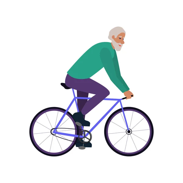 Hombre Los Pensionistas Activos Montar Bicicleta Parque Ciudad — Archivo Imágenes Vectoriales