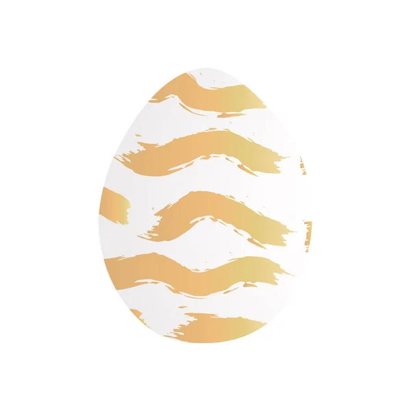 Jajko Wielkanocne Złote Faliste Paski Białe Jaja Złotym Wzorem Grunge — Wektor stockowy