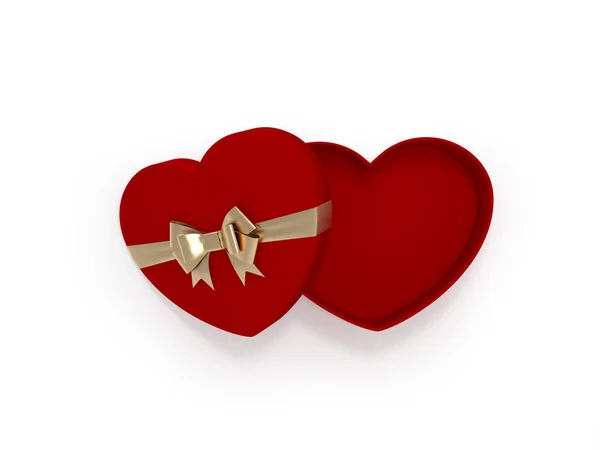 Forma Cuore Scatola Regalo San Valentino Sfondo Bianco Rendering — Foto Stock