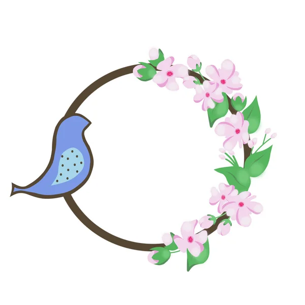 Kleurrijke Pasen Krans Van Bloemen Vogels — Stockfoto