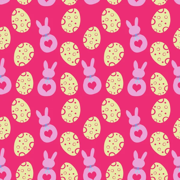 Color Seamless Pattern Hares Easter Eggs Pink Background — Stock Photo, Image