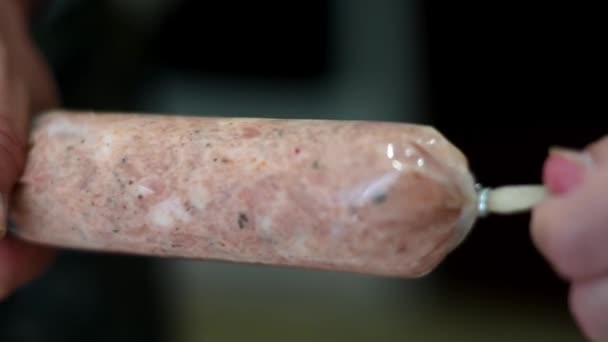 Fare Salsicce Casa Secondo Ricette Famiglia Prodotto Salame Industria Della — Video Stock