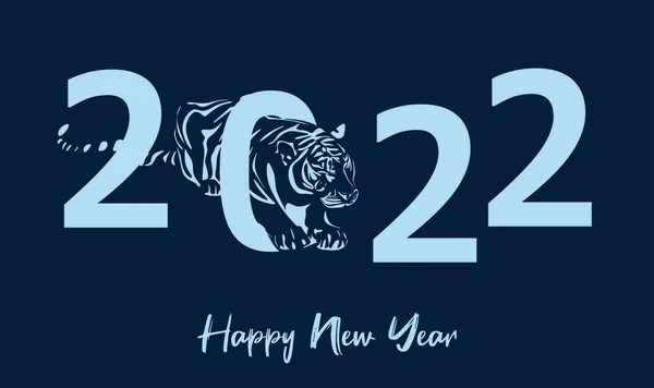 Rysunek Wektorowy Sylwetki Chińskiego Tygrysa 2022 Prosty Ręcznie Rysowany Element — Zdjęcie stockowe