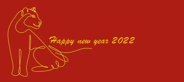 Ciągły Rysunek Liniowy Sylwetki Chińskiego Tygrysa 2022 Prosty Ręcznie Rysowany — Zdjęcie stockowe