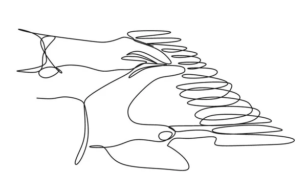 Lineaire Tekening Met Één Lijn Een Mannenhand Een Vrouwenhand Pianotoetsen — Stockfoto