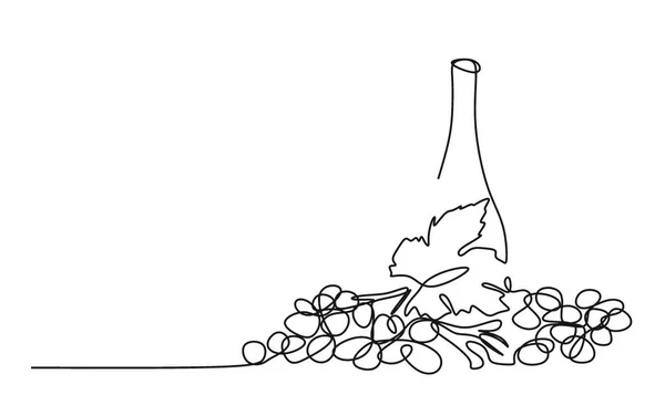 ワイン チーズ ブドウの一列をミニマリズムのスタイルで直線的に描いたものです — ストック写真
