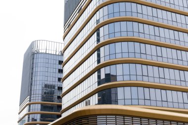 Ofis binasının cam duvarı, iş konsepti.