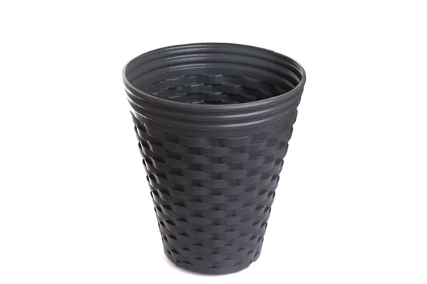 Empty black waste bin on white isolated background — Stock Photo, Image