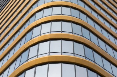 Mavi cam, prestijli lüks ofis merkezi, iş konsepti