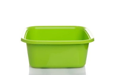 Beyaz arkaplanda boş açık yeşil kare leğen