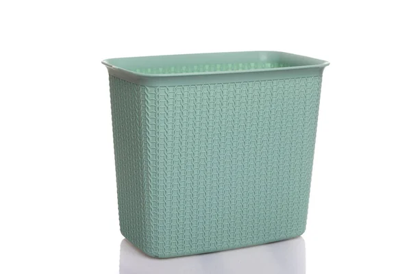 Empty light green laundry basket on white background — Stock Photo, Image