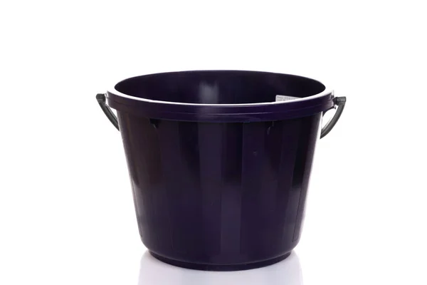 Dark blue plastic empty bucket on white background — Stock Photo, Image