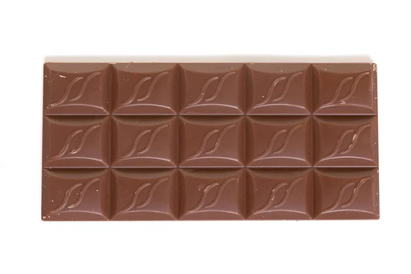 Bar of milk chocolate close up on white isolated background — Stockfoto