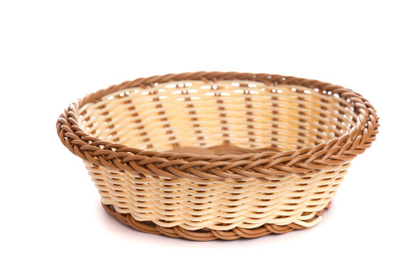 table wicker basket on white isolated background side view