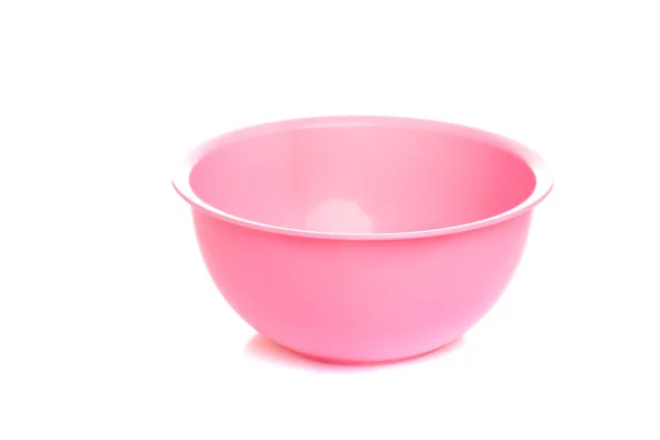 Plastic light pink bowl empty on white isolated background — Stock Photo, Image