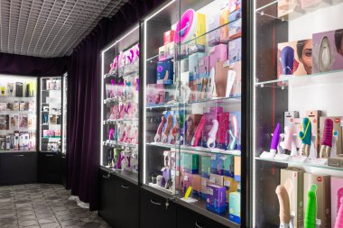 Minsk, Belarus - 20 Aralık 2021: sex shop