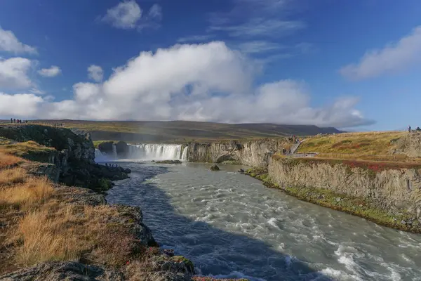冰岛东北部地区 哥达福斯 神的瀑布 位于Skjalfandafljot河畔 — 图库照片