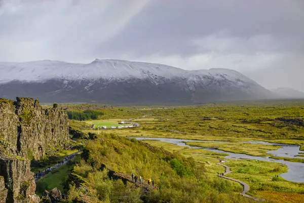 Národní Park Thingvellir Island Údolí Trhliny Mezi Severoamerickými Euroasijskými Tektonickými — Stock fotografie