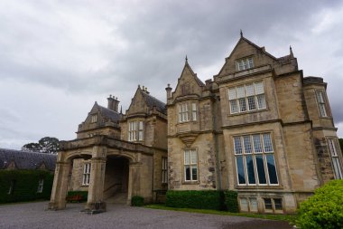 Killarney National Park, Co. Kerry, Ireland: The main entrance of Muckross House, a 65-room Victorian mansion built in 1843.