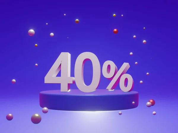 Kürsüde indirimli konsept afişler, tanıtım satışları ve süper alışveriş afişleri% 40 'a varıyor. 3B görüntüleme.