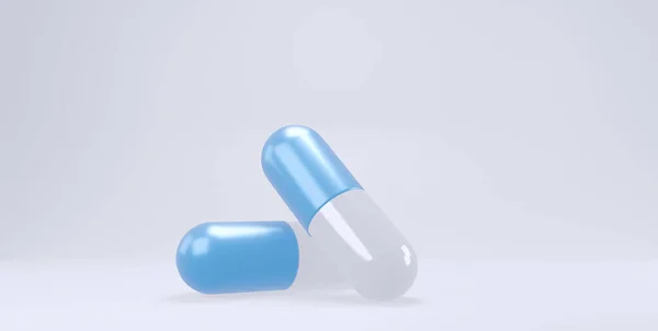 İlaç kapsülleri beyaz arkaplandan izole edilmiş. 3d oluşturma
