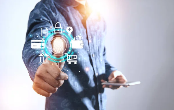 Çevrimiçi Ticari Ticari Finansal Veri Erişimi Dijital Program Güvenliği Fütürist Siber Uygulamaları için Biyometrik Tanımlama Parmak izi Tarayıcısı