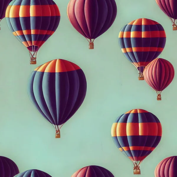 Ballons Colorés Sur Ciel Concept Motif Sans Couture Illustration Rendu — Photo
