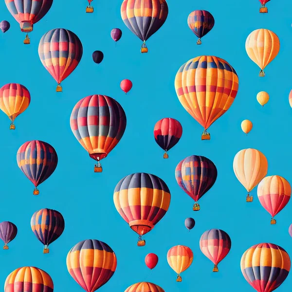 Colorful balloons on the sky.Seamless pattern concept.3D Illustration,3D rendering.