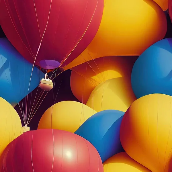 Colorful balloons on the sky.Seamless pattern concept.3D Illustration,3D rendering.