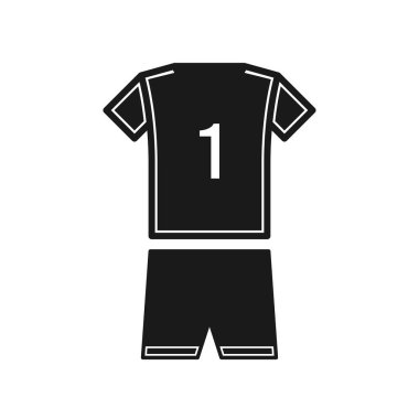 Beyaz arkaplanda 1 numaralı futbol forması simgesi izole edildi. Spor giyim sembolü modern, basit, vektör, web sitesi tasarımı için simge, mobil uygulama, ui. Vektör İllüstrasyonu
