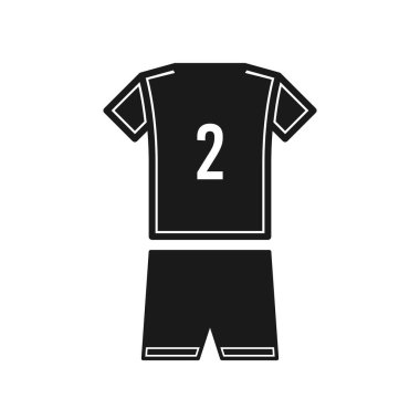 Beyaz arkaplanda 2 numaralı futbol forması simgesi izole edildi. Spor giyim sembolü modern, basit, vektör, web sitesi tasarımı için simge, mobil uygulama, ui. Vektör İllüstrasyonu