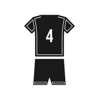 Beyaz arkaplanda 4 numaralı futbol forması simgesi izole edildi. Spor giyim sembolü modern, basit, vektör, web sitesi tasarımı için simge, mobil uygulama, ui. Vektör İllüstrasyonu
