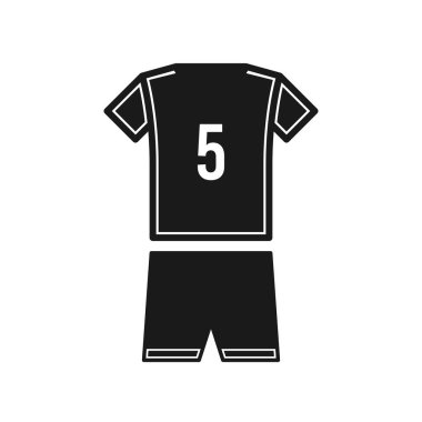 Beyaz arka planda 5 numaralı futbol forması simgesi izole edildi. Spor giyim sembolü modern, basit, vektör, web sitesi tasarımı için simge, mobil uygulama, ui. Vektör İllüstrasyonu