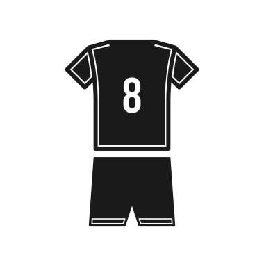 8 numaralı futbol forması simgesi beyaz arkaplanda izole edildi. Spor giyim sembolü modern, basit, vektör, web sitesi tasarımı için simge, mobil uygulama, ui. Vektör İllüstrasyonu