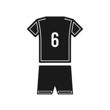 Beyaz arka planda 6 numaralı futbol forması ikonu izole edildi. Spor giyim sembolü modern, basit, vektör, web sitesi tasarımı için simge, mobil uygulama, ui. Vektör İllüstrasyonu