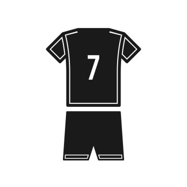 Beyaz arka planda 7 numaralı futbol forması ikonu izole edildi. Spor giyim sembolü modern, basit, vektör, web sitesi tasarımı için simge, mobil uygulama, ui. Vektör İllüstrasyonu