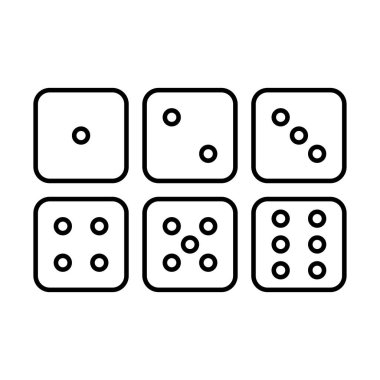 Beyaz arkaplanda izole edilmiş zarlar simgesi seti. Kumar sembolü modern, basit, vektör, web sitesi tasarımı için simge, mobil uygulama, ui. Vektör İllüstrasyonu