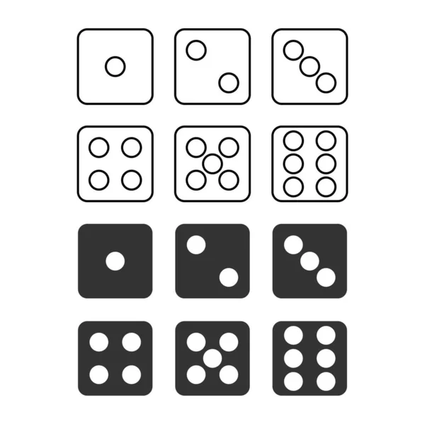 Sada Ikon Kostek Izolovaných Bílém Pozadí Hazardní Symbol Moderní Jednoduchý — Stockový vektor