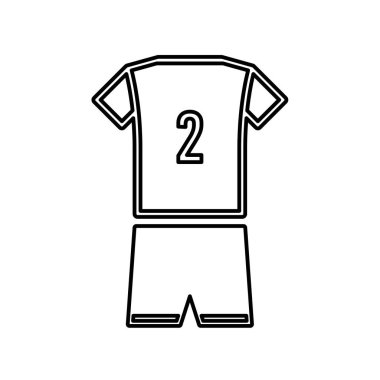 Beyaz arkaplanda 2 numaralı futbol forması simgesi izole edildi. Spor giyim sembolü modern, basit, vektör, web sitesi tasarımı için simge, mobil uygulama, ui. Vektör İllüstrasyonu