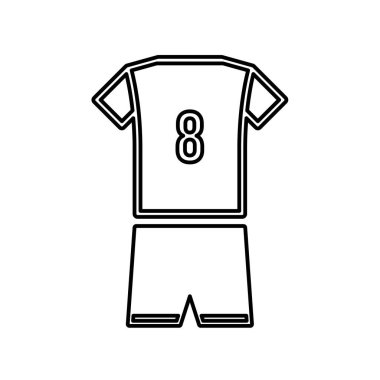 8 numaralı futbol forması simgesi beyaz arkaplanda izole edildi. Spor giyim sembolü modern, basit, vektör, web sitesi tasarımı için simge, mobil uygulama, ui. Vektör İllüstrasyonu