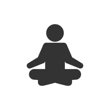 Yoga simgesi beyaz arkaplanda izole edildi. Meditasyon sembolü, modern, basit, vektör, web sitesi tasarımı, mobil uygulama, ui. Vektör İllüstrasyonu
