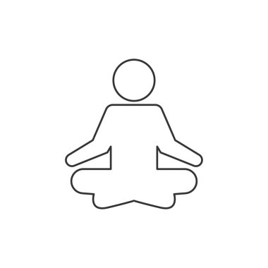 Yoga simgesi beyaz arkaplanda izole edildi. Meditasyon sembolü, modern, basit, vektör, web sitesi tasarımı, mobil uygulama, ui. Vektör İllüstrasyonu