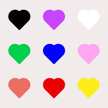 Colorful hearts set isolated on background. Love symbol modern, simple, vector, icon for website design, mobile app, ui. Vector Illustration