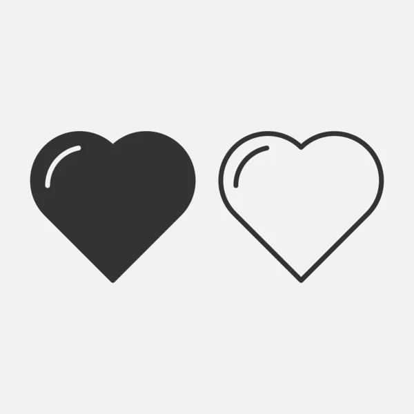 Lleno Esbozar Corazones Icono Aislado Fondo Símbolo Amor Moderno Simple — Archivo Imágenes Vectoriales