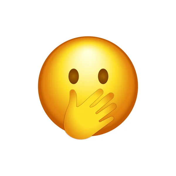 Cara Con Los Ojos Abiertos Mano Sobre Boca Emoji Medios — Vector de stock