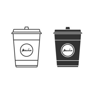Mocha cup simgesi arka planda izole edildi. Tek kullanımlık bardak sembolü modern, basit, vektör, web sitesi tasarımı için simge, mobil uygulama, ui. Vektör İllüstrasyonu