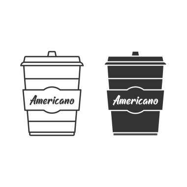 Arka planda izole edilmiş Americano kupa simgesi. Tek kullanımlık bardak sembolü modern, basit, vektör, web sitesi tasarımı için simge, mobil uygulama, ui. Vektör İllüstrasyonu