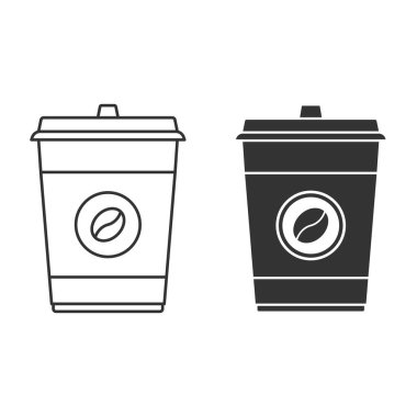 Arka planda izole kahve fincanı ikonu. Tek kullanımlık bardak sembolü modern, basit, vektör, web sitesi tasarımı için simge, mobil uygulama, ui. Vektör İllüstrasyonu