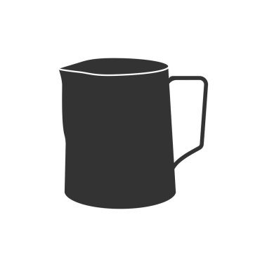 Süt kabı simgesi beyaz arkaplanda izole edildi. Web sitesi tasarımı için modern, basit, vektör, simge iç, mobil uygulama, ui. Vektör İllüstrasyonu